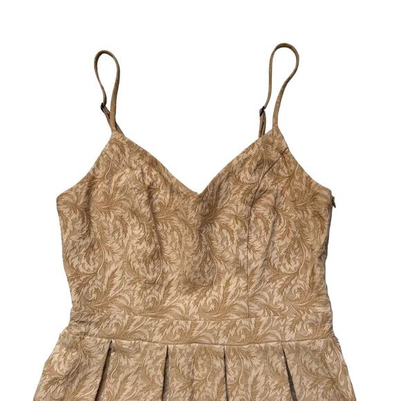 Y2K 90s Tan Brocade Mini Dress - Picture 3 of 11